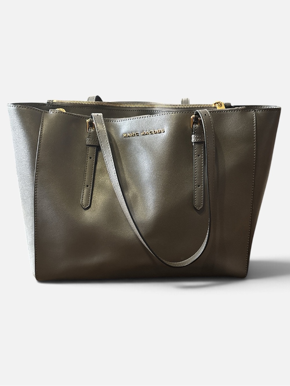 Marc Jacobs Gray Leather Tote with Gold Hardware